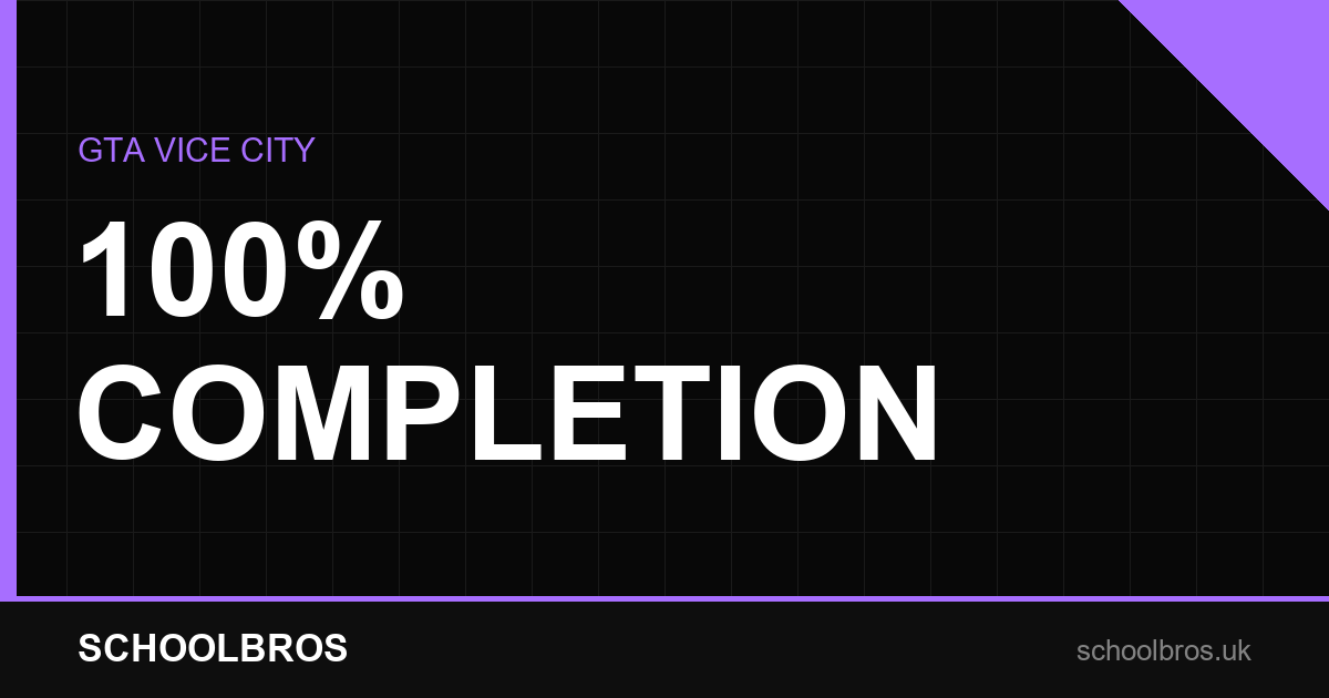 GTA Vice City 100 percent completion checklist showing rampages and unique jumps
