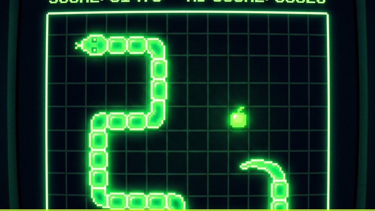 Classic Snake arcade gameplay running unblocked in a web browser on SchoolBros