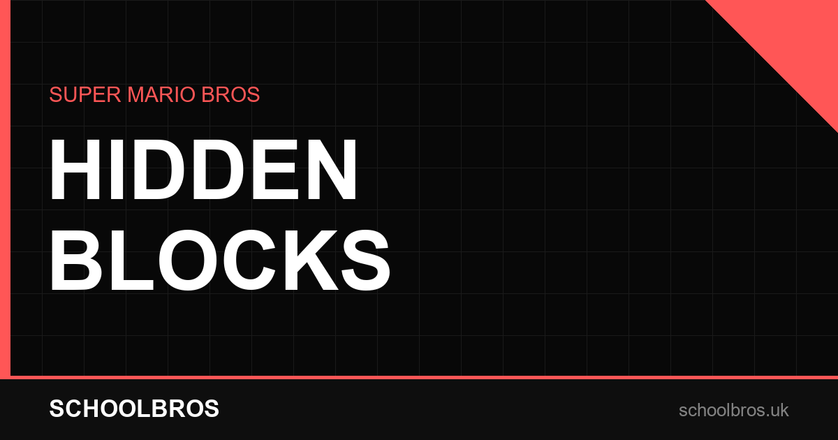 Super Mario Bros hidden blocks guide showing secret 1-Up mushroom locations