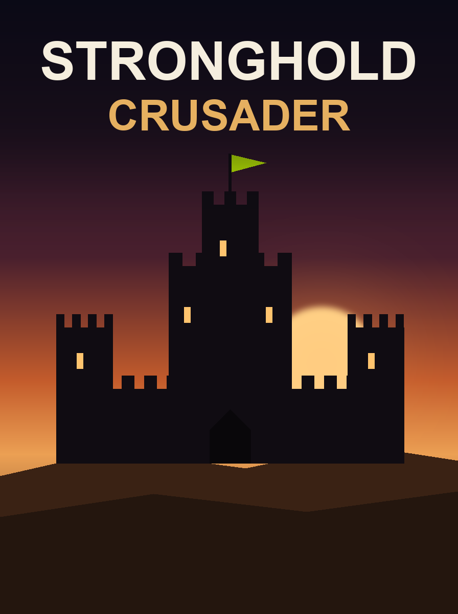 Stronghold Crusader poster: a castle at dusk